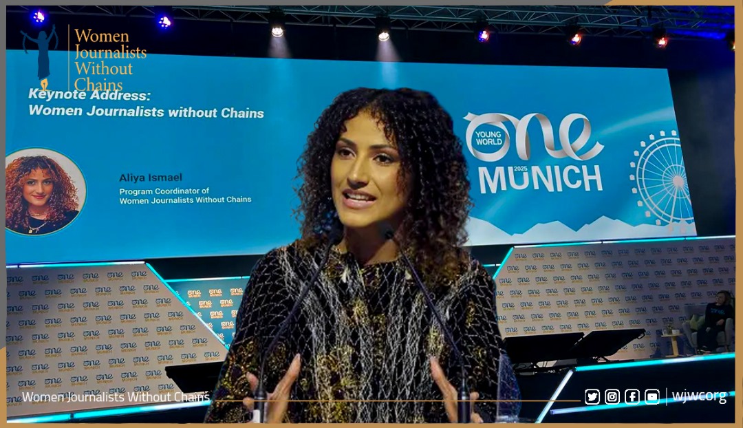 At One Young World Summit, Aliya Ismail Speaks for WJWC, Honors Fallen Journalists